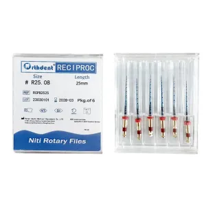 6pcs Box Orthdent Dental Reciprocating Blue Endodontic Files 21 25 31mm Heat Activated one Engine