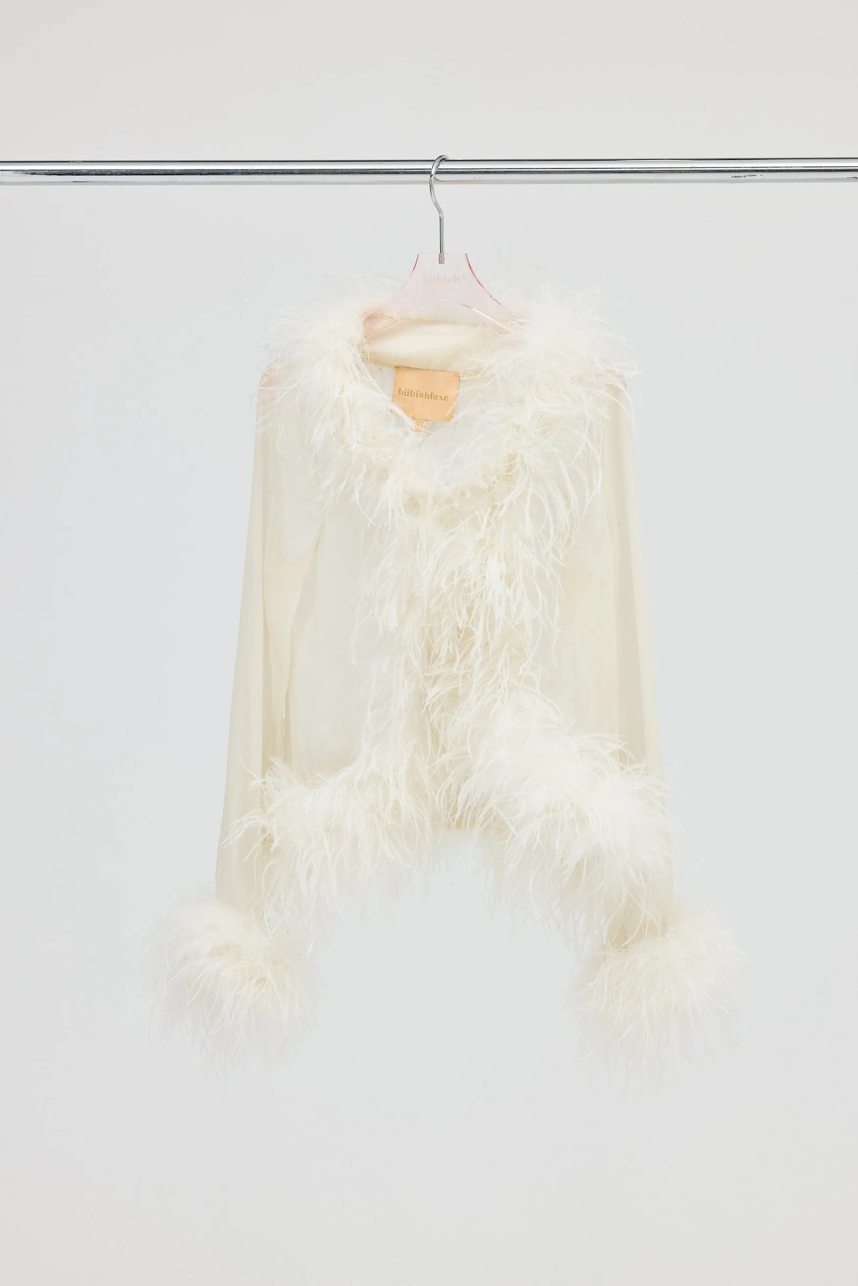 Gigi Sheer Feather Blouse - Ivory
