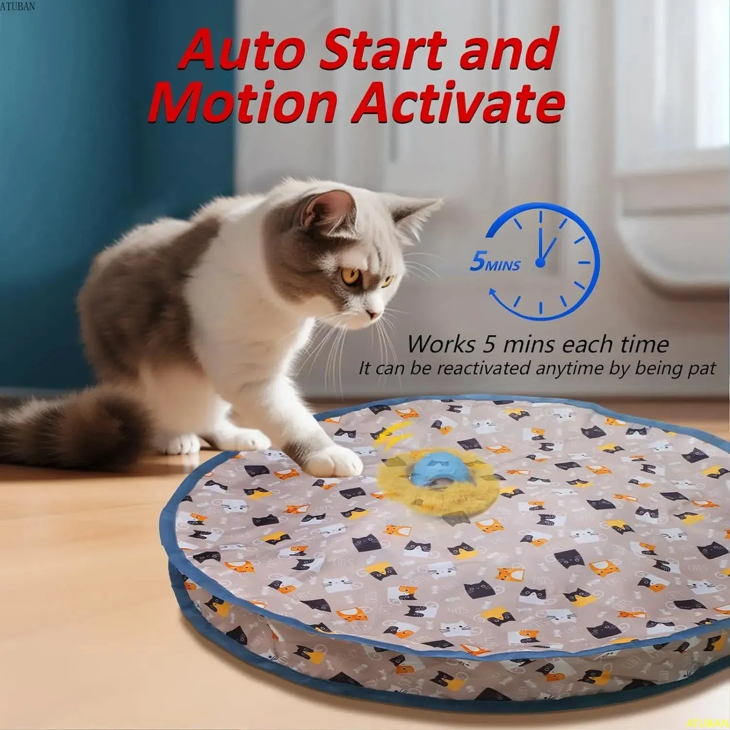 Interactive Electric Cat Toy with Motion Activation and Chirping Features
