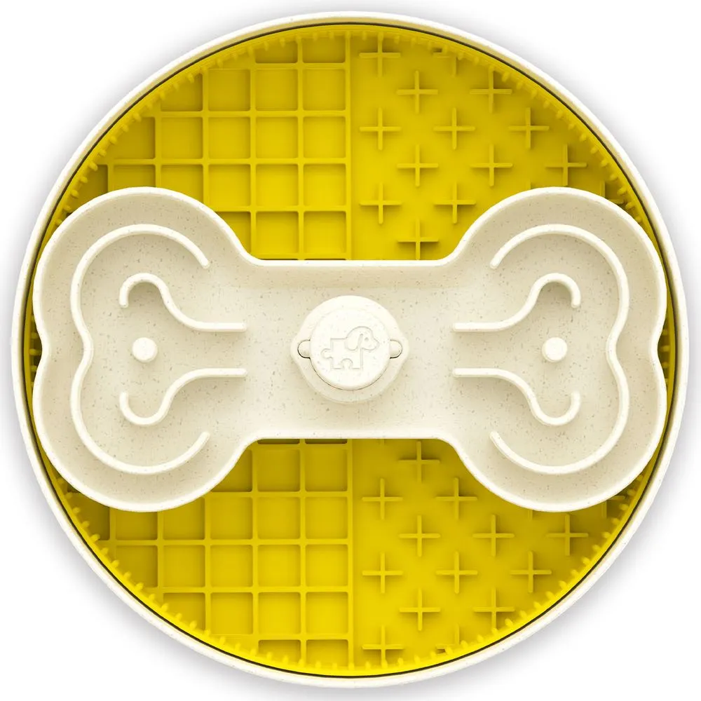 KOHE-VERSARY 8% OFF: Puzzle Feeder Lick Interactive Dog Bowl (Yellow)