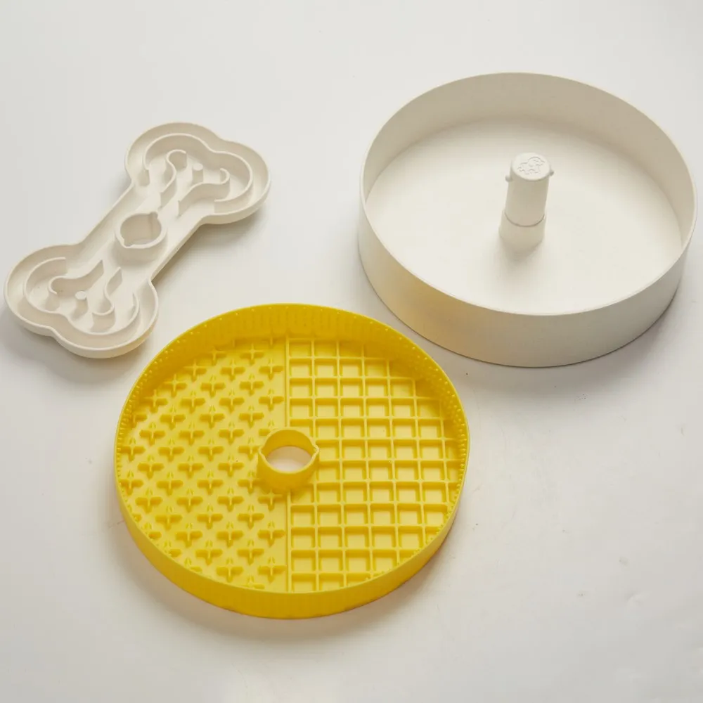 KOHE-VERSARY 8% OFF: Puzzle Feeder Lick Interactive Dog Bowl (Yellow)
