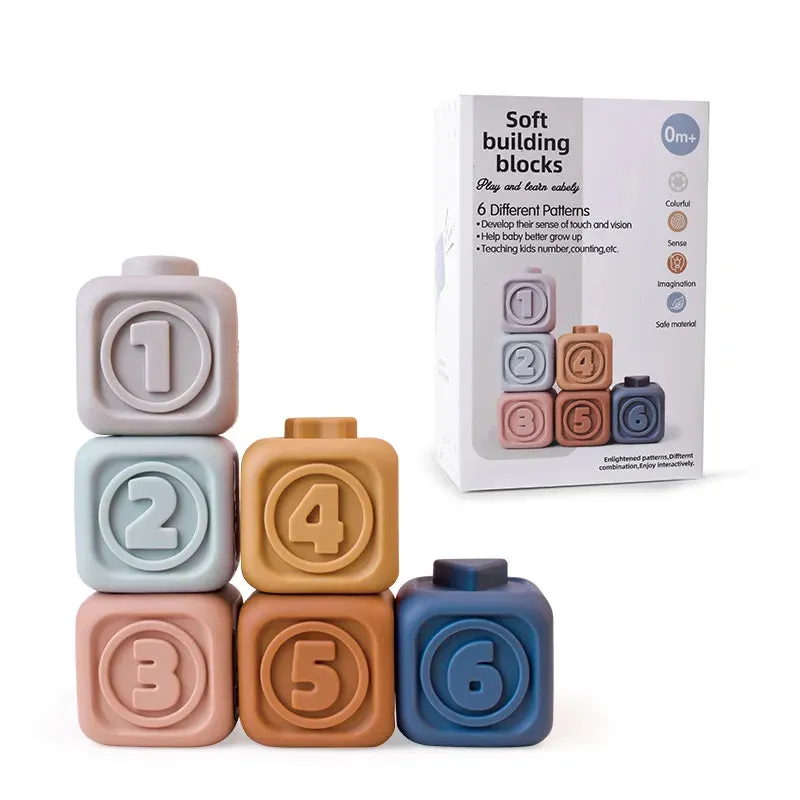 Montessori Soft Silicone Stacking & Teething Blocks