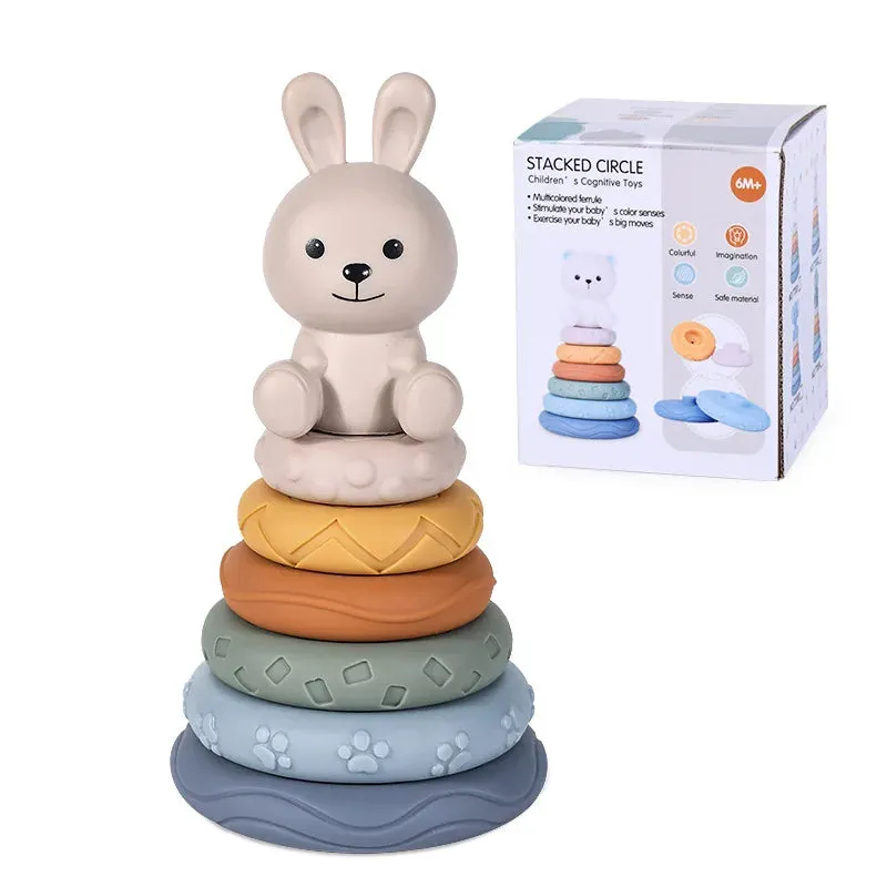 Montessori Soft Silicone Stacking & Teething Blocks