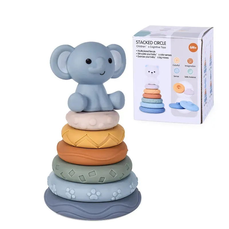 Montessori Soft Silicone Stacking & Teething Blocks