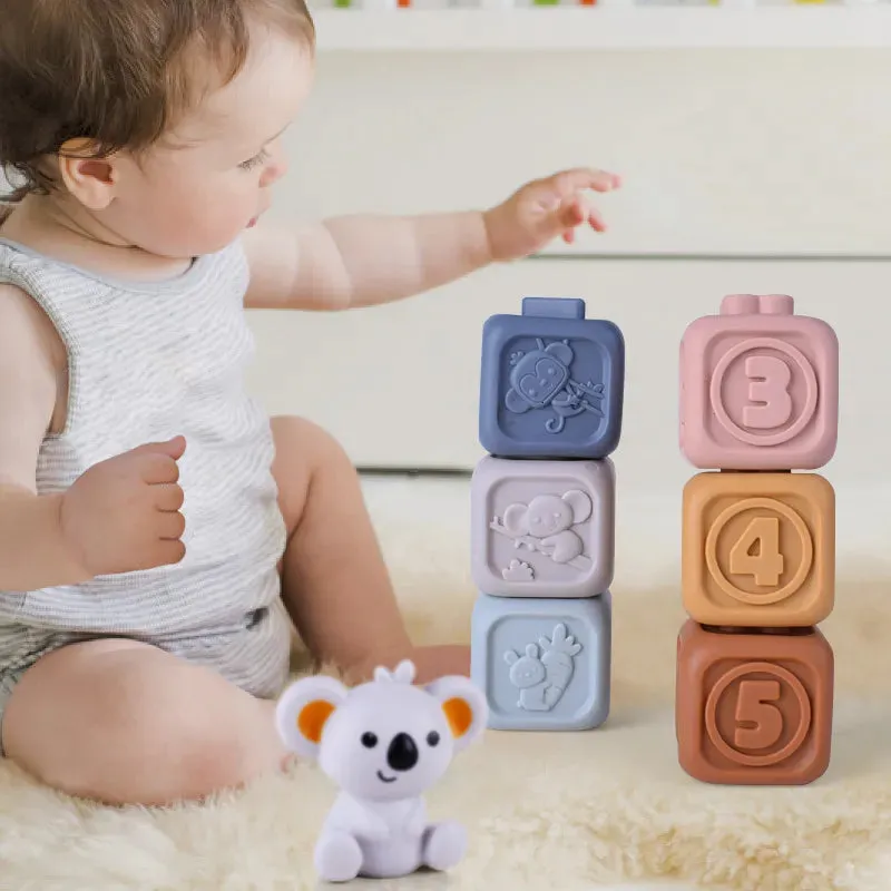 Montessori Soft Silicone Stacking & Teething Blocks