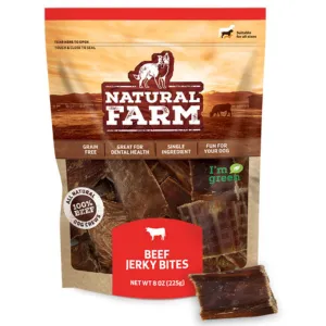 Natural Farm Beef Jerky Bites Dog Chew 8 oz