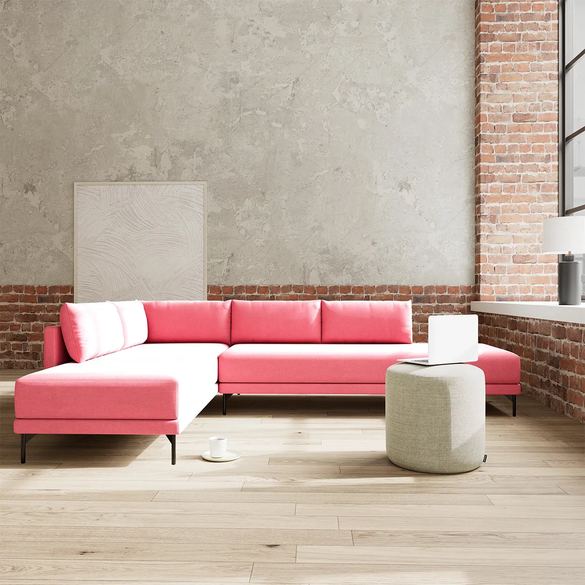 Vivica Fabric Left Sofa Bed (Bubble Gum)